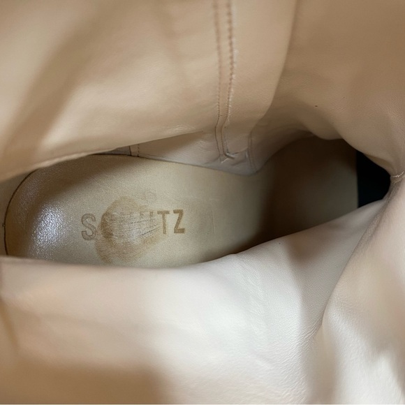 Schutz Betsey Eggshell Leather Pointy Toe Heeled Bootie 9 1/2 B - Picture 13 of 15